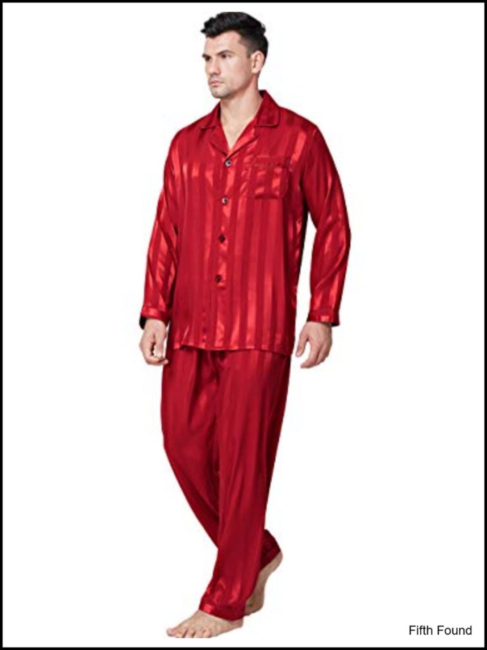Men's Satin Silk Pajama Set Long Sleeve Button-Down Two-Piece Lounge